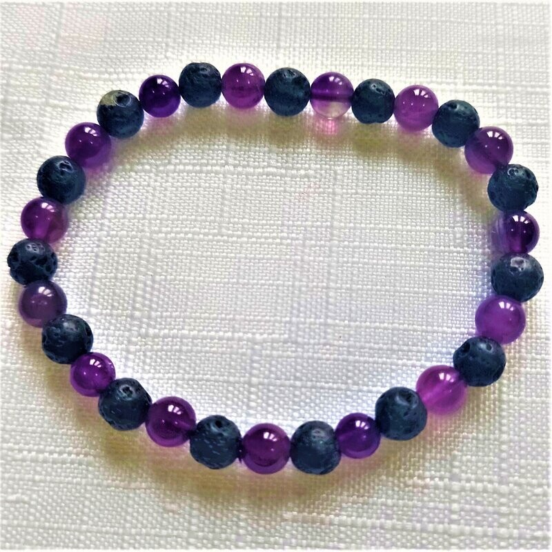Amethyst Lava Stone Bracelet