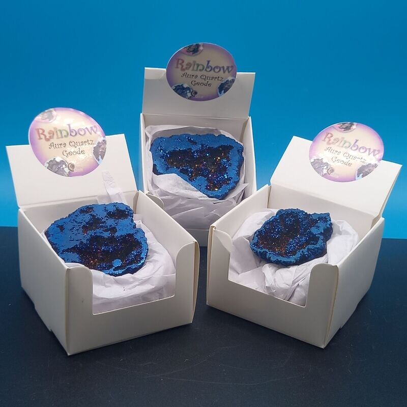 Blue Rainbow Aura Geode
