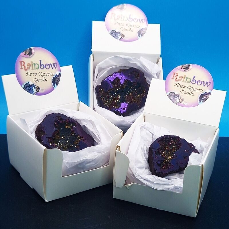 Purple Rainbow Aura Geode