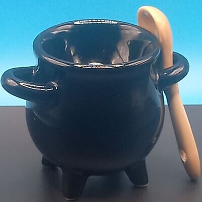 Cauldron Egg Cup with Broom Spoon