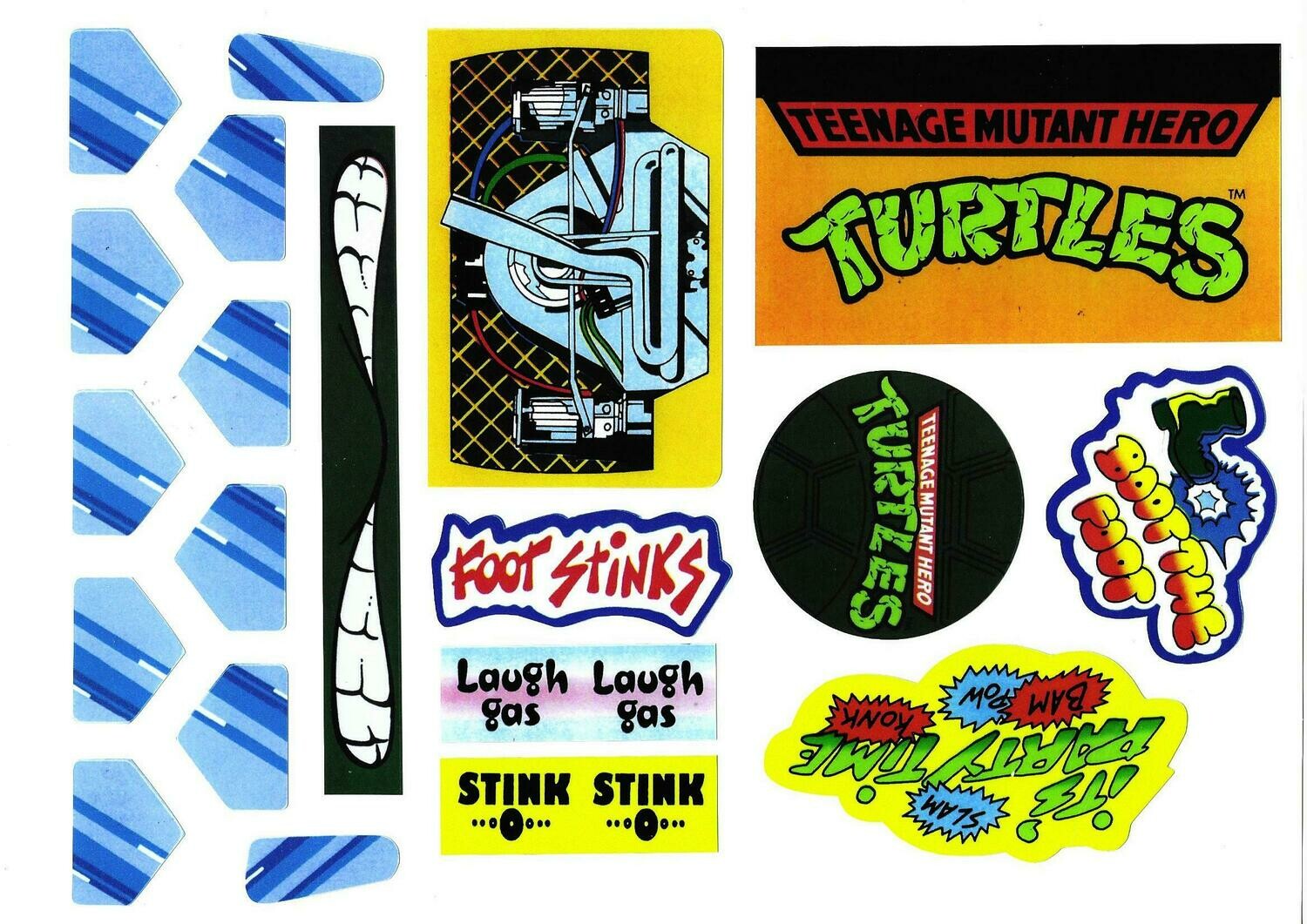 Teenage Mutant Ninja Turtles Party Wagon (Van) replacement stickers/labels/decals DIE CUT