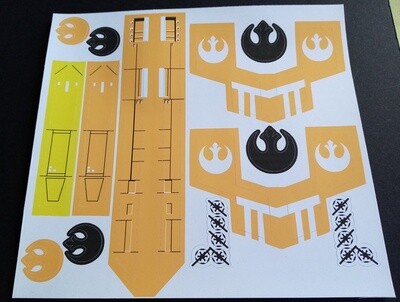 Star Wars X Wing custom Orange stickers labels on white MATT vinyl X-Wing DIE CUT