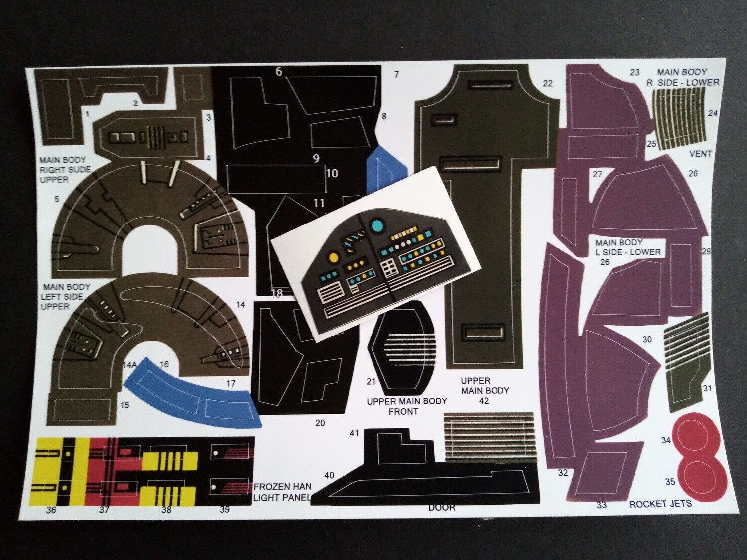 thumbnail image 2 of POTF 95 Star Wars Slave 1 Replacement Stickers – Peel & Stick – No Cutting Required – Kenner Compatible 2 of 5