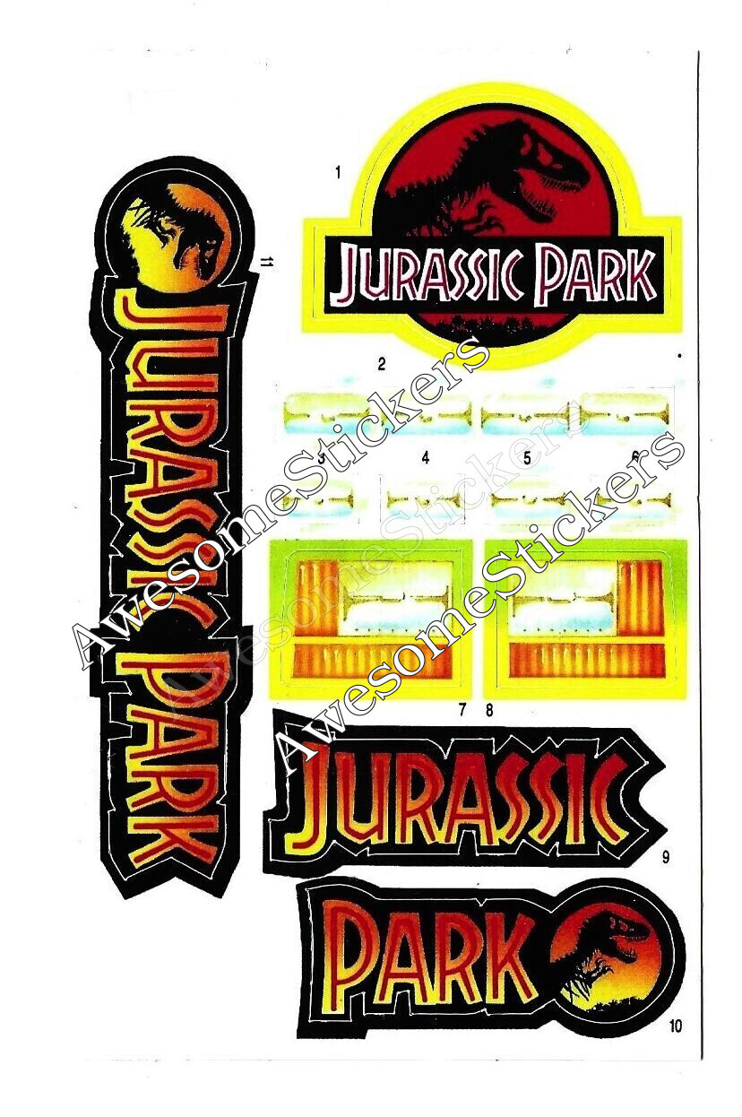 Jurassic Park Jungle Explorer &#39;92 custom repro stickers labels decals DIE CUT