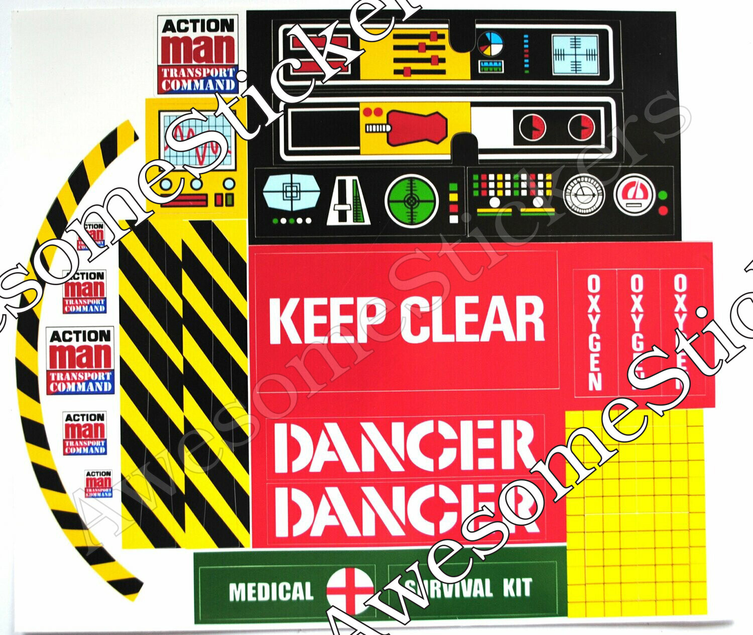 Action Man Multi Terrain vehicle custom stickers labels decals DIE CUT