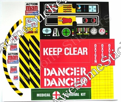 Action Man Multi Terrain vehicle custom stickers labels decals DIE CUT
