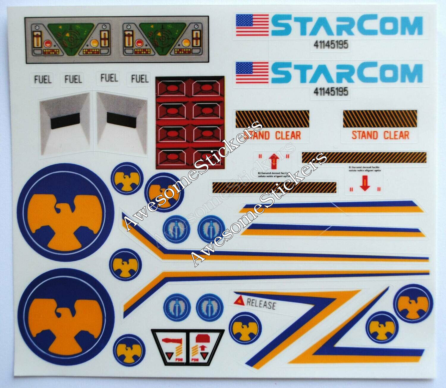 Starcom Six Shooter custom stickers labels decals DIE CUT