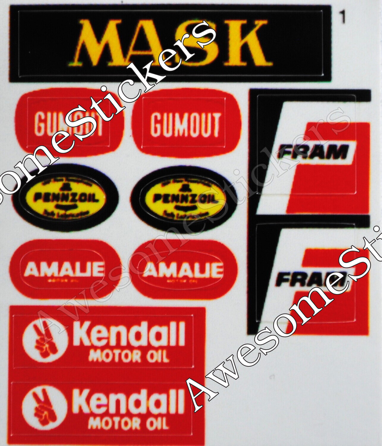 M.A.S.K. Afterburner MASK custom repro stickers...die cut