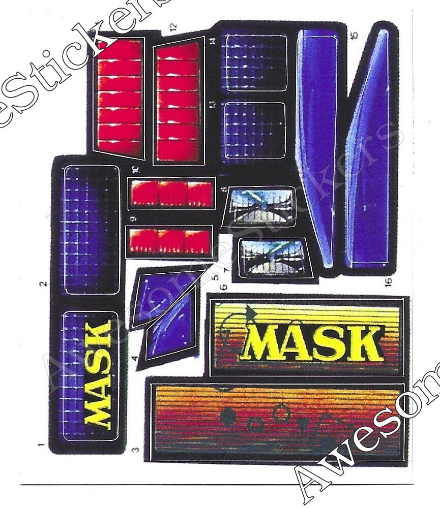 M.A.S.K. Stiletto MASK custom repro stickers labels decals DIE CUT