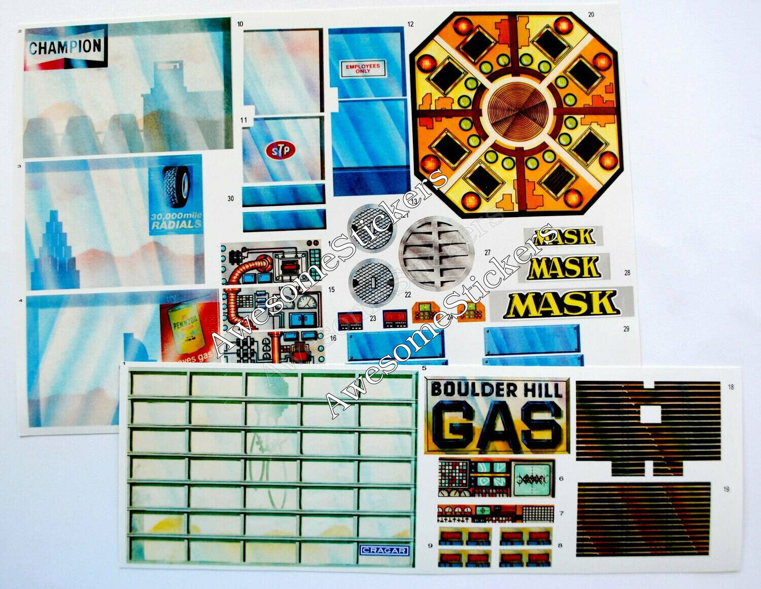 M.A.S.K. Boulder Hill MASK custom repro stickers labels decals DIE CUT
