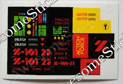 Action Force Whirlwind custom stickers labels decals DIE CUT