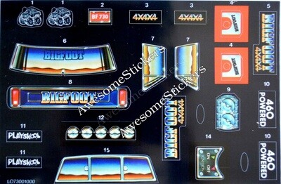 Bigfoot Monster Truck Playskool custom stickers labels decals DIE CUT