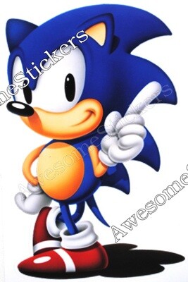 Sonic the Hedgehog Classic DIE CUT custom repro gloss vinyl sticker/label/decal 12.5x8cm on white high gloss vinyl