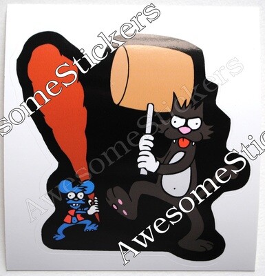 The Simpsons Itchy &amp; Scratchy 7 x 6.5cm custom repro sticker...die cut