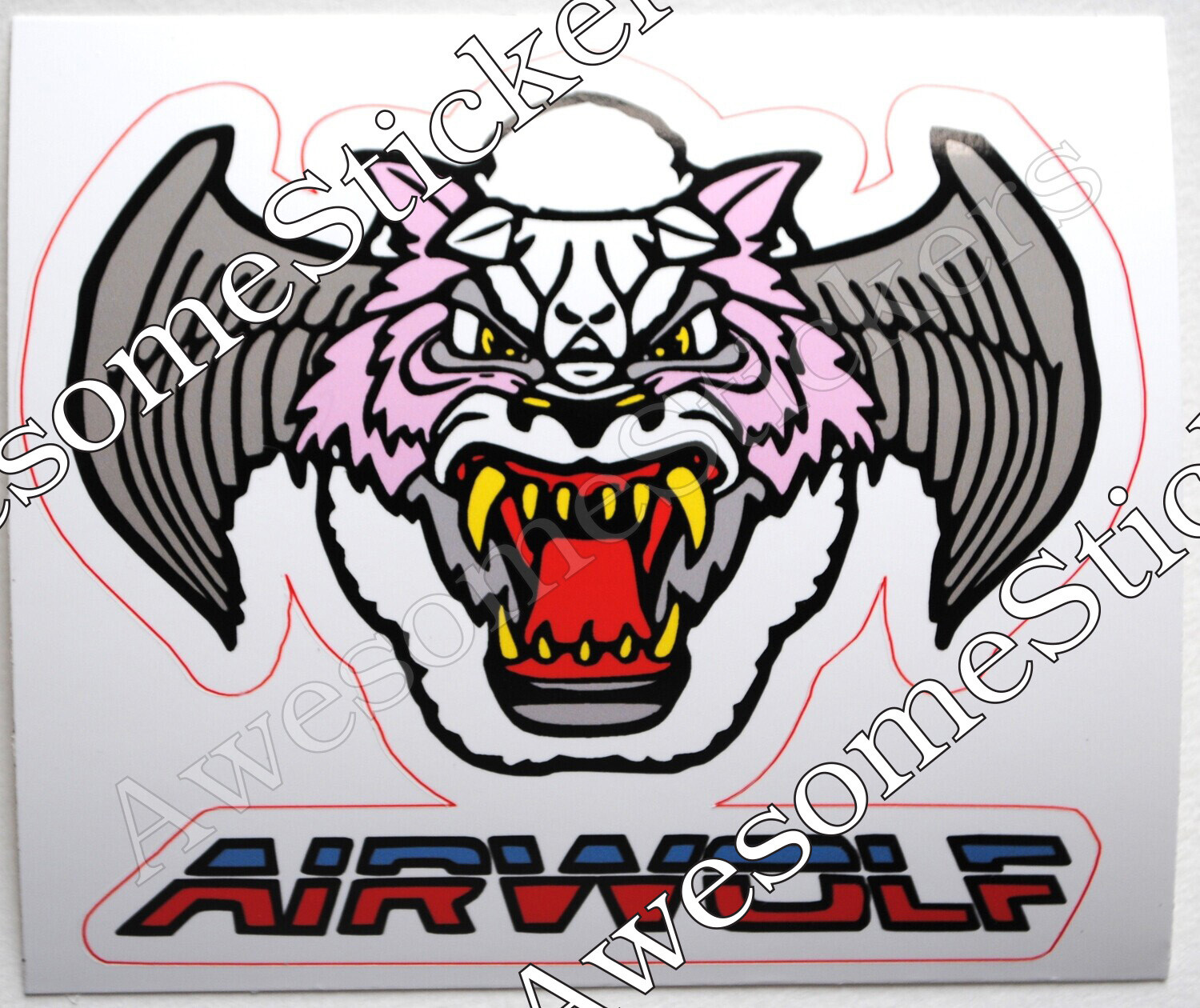 Airwolf 9x7.5cm AIRWOLF custom repro sticker...die cut