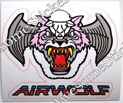 Airwolf 9x7.5cm AIRWOLF custom repro sticker...die cut
