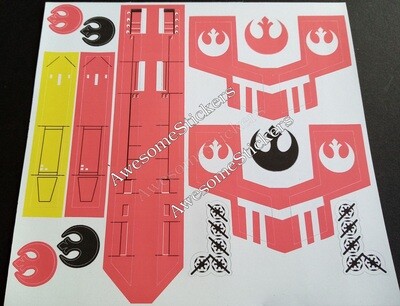 Star Wars X Wing custom Red stickers labels on white MATT vinyl X-Wing DIE CUT