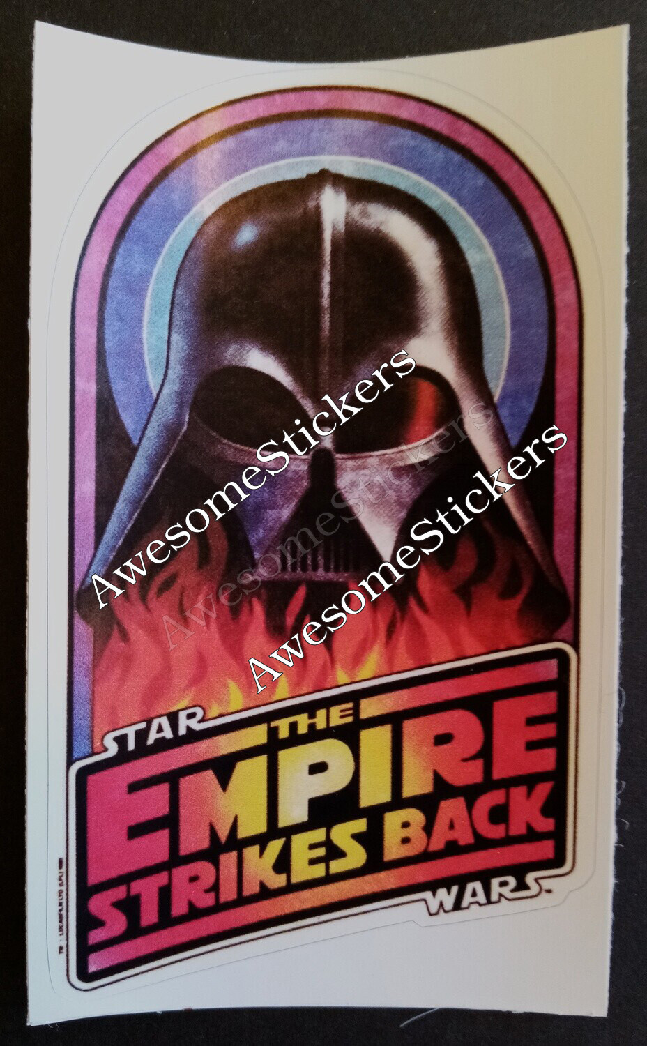 Star Wars Darth Vader in flames ESB custom repro sticker DIE CUT