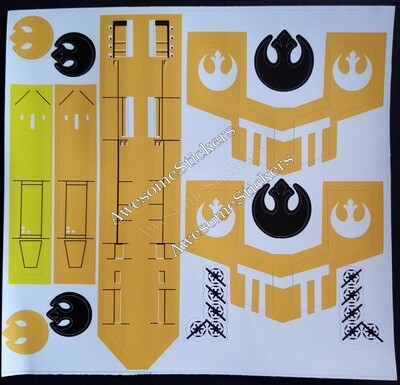 Star Wars X Wing custom Orange stickers labels on white high gloss vinyl X-Wing DIE CUT