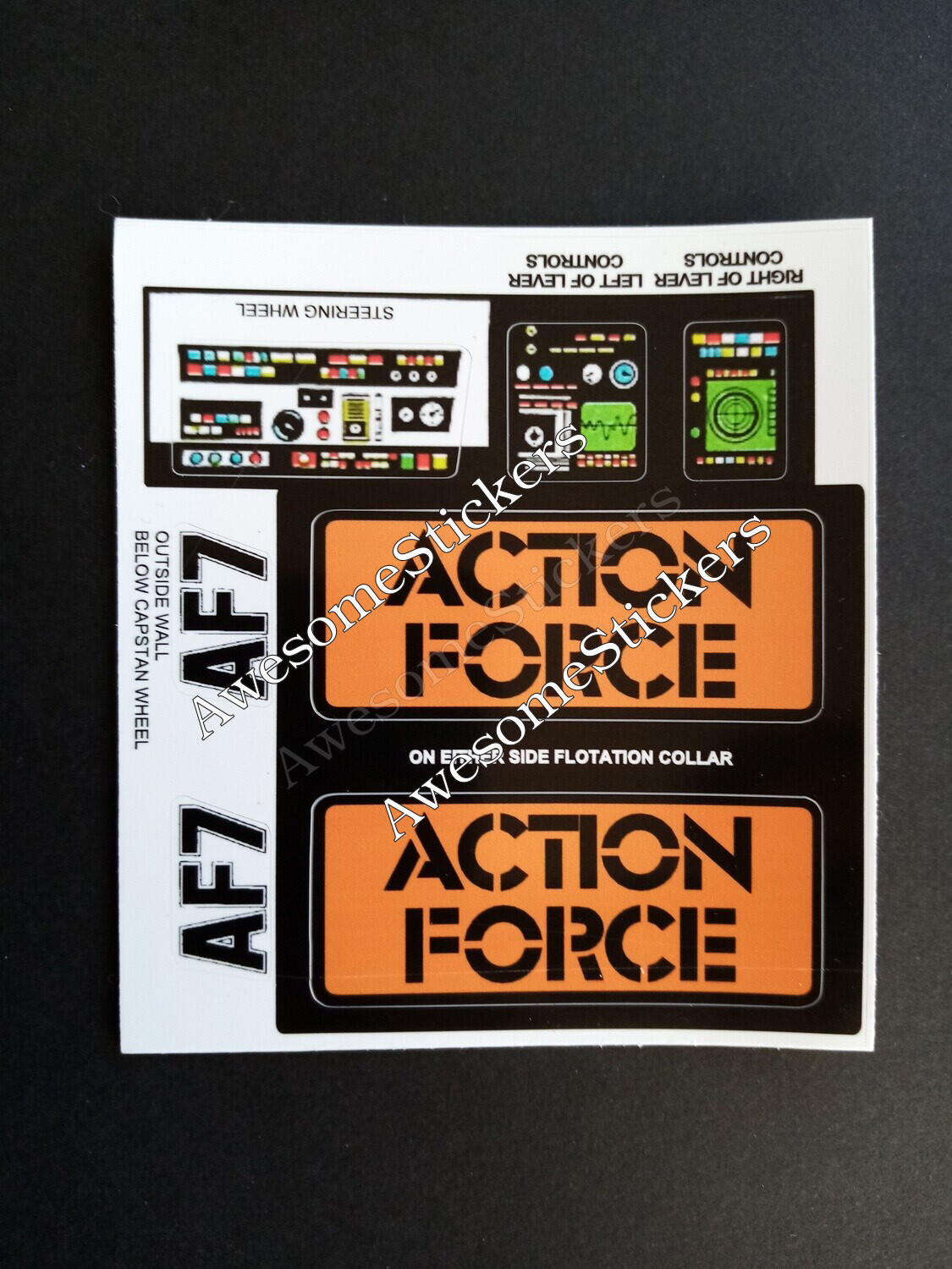 Action Force AF7 custom repro replacement sticker sheet DIE CUT