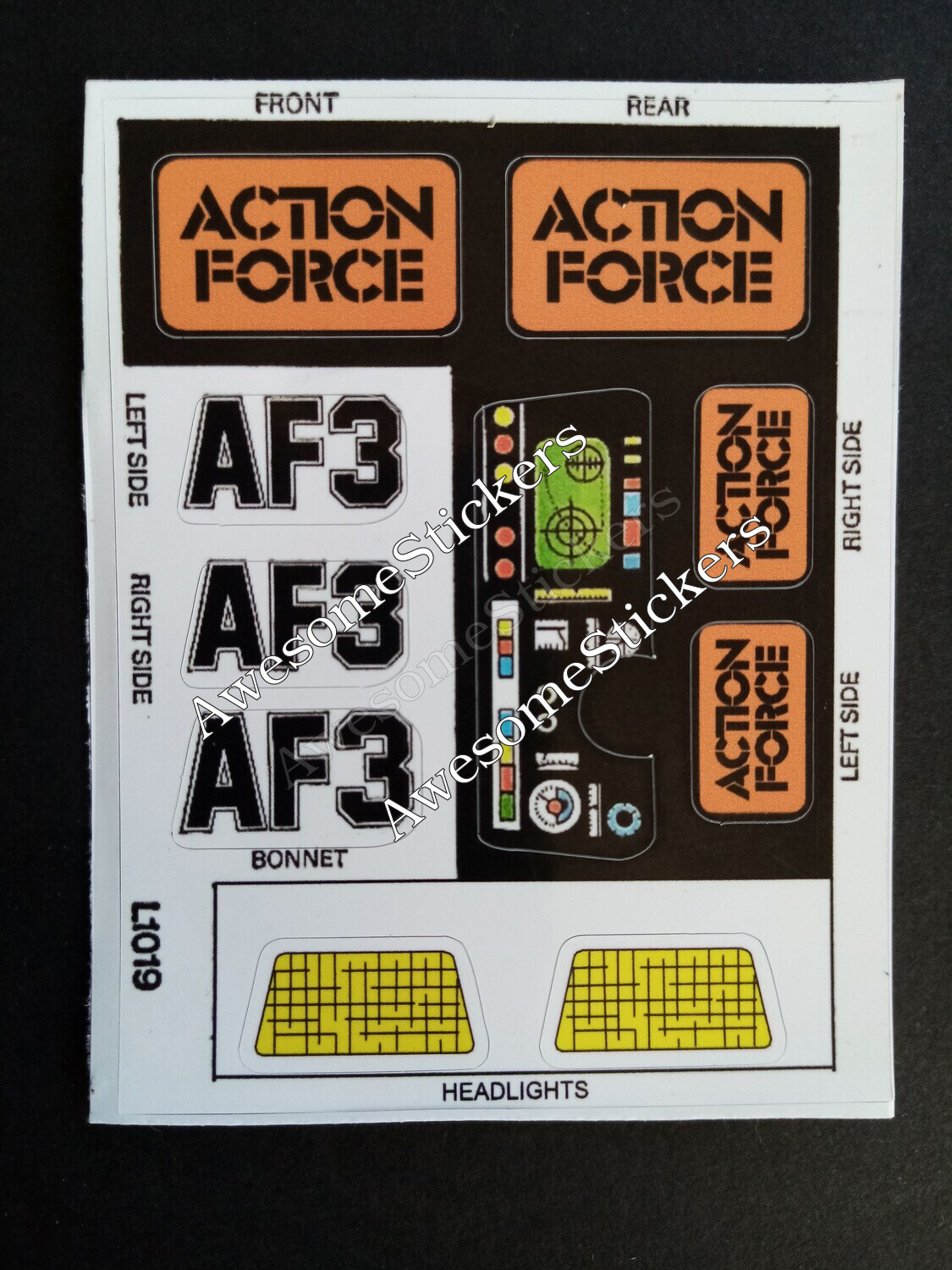 Action Force AF-3 custom repro replacement  stickers DIE CUT AF 3