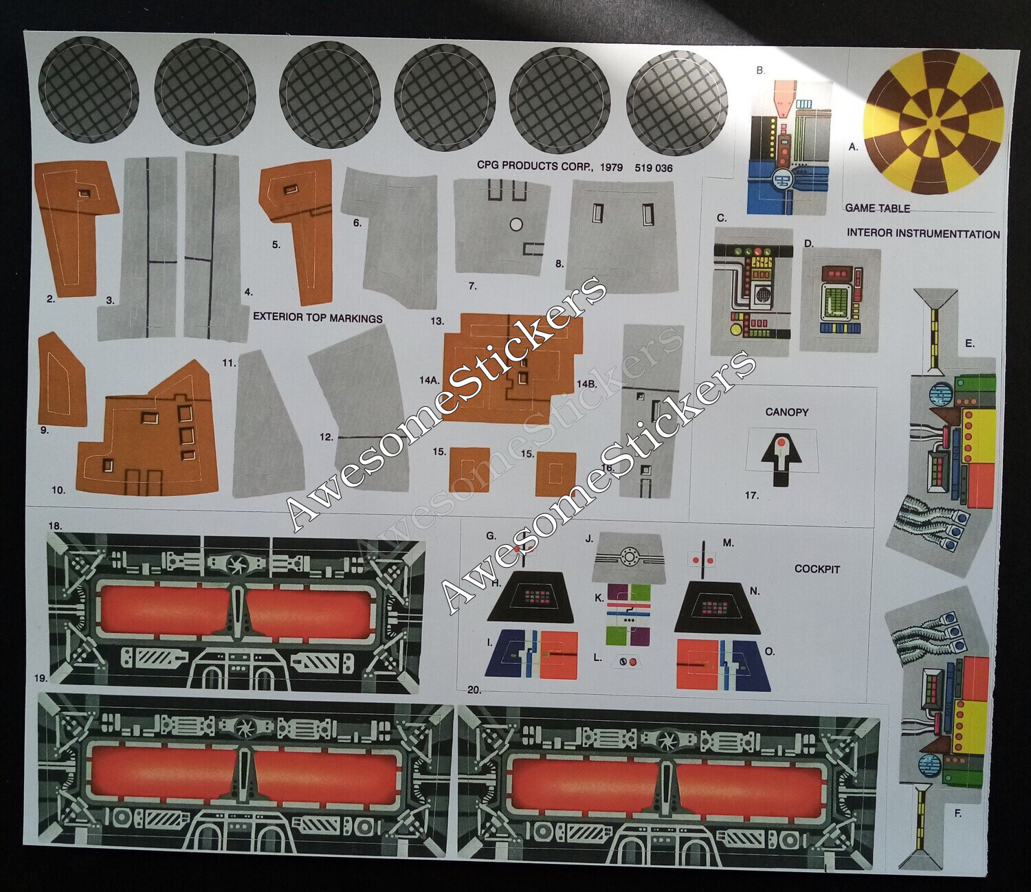 Star Wars Millennium Falcon..vintage custom repro sticker sheet..DIE CUT