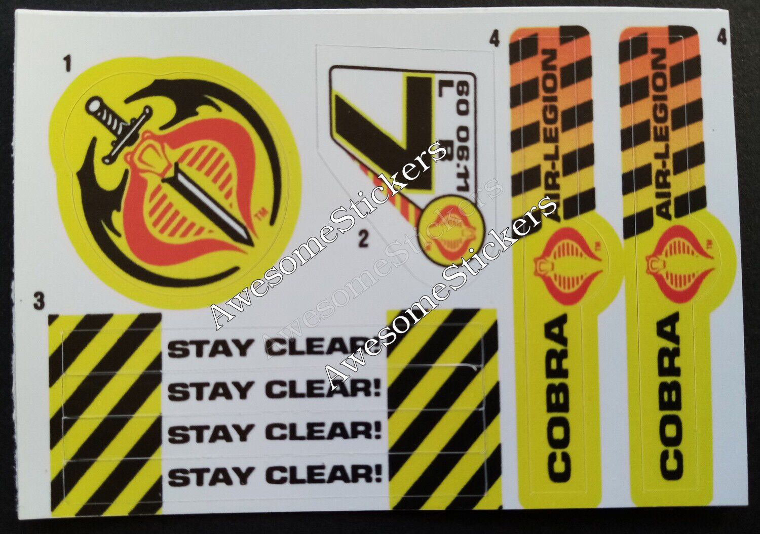 G.I. Joe Battle Copter Interrogator custom sticker label decal sheet DIE CUT