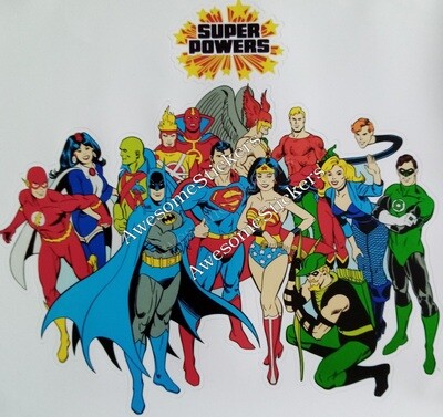 Super Powers vintage custom repro sticker  approx. 20 x 19cm DIE CUT