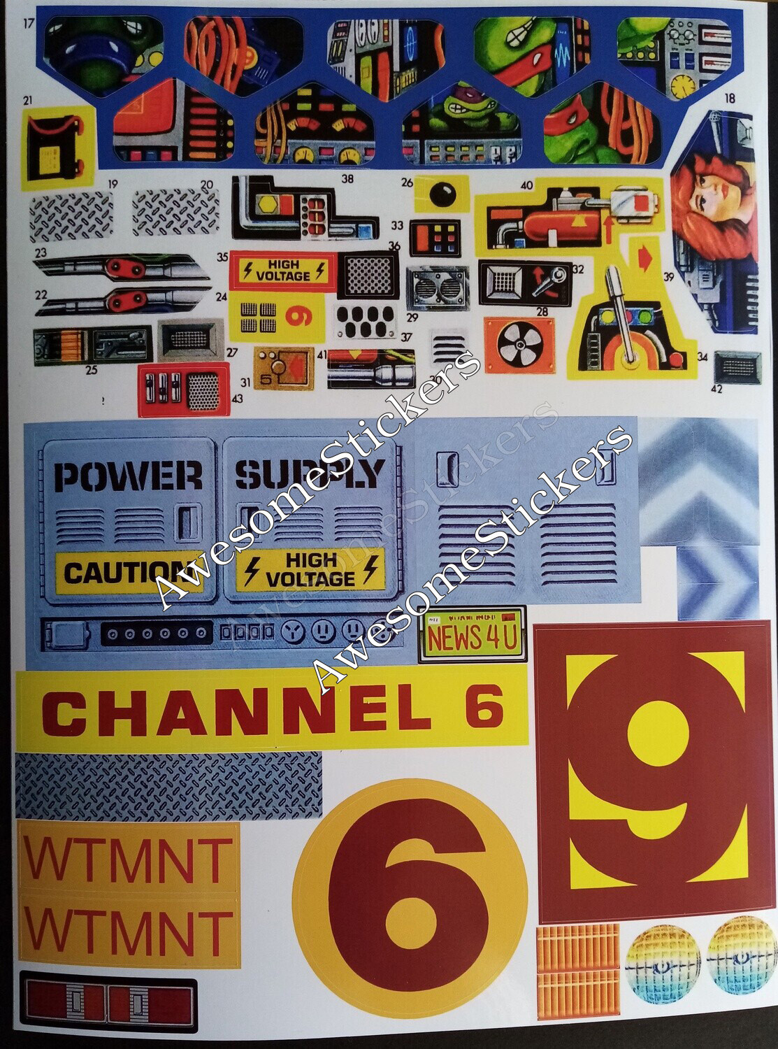 TMNT Channel 6 News Van replacement custom repro stickers DIE CUT