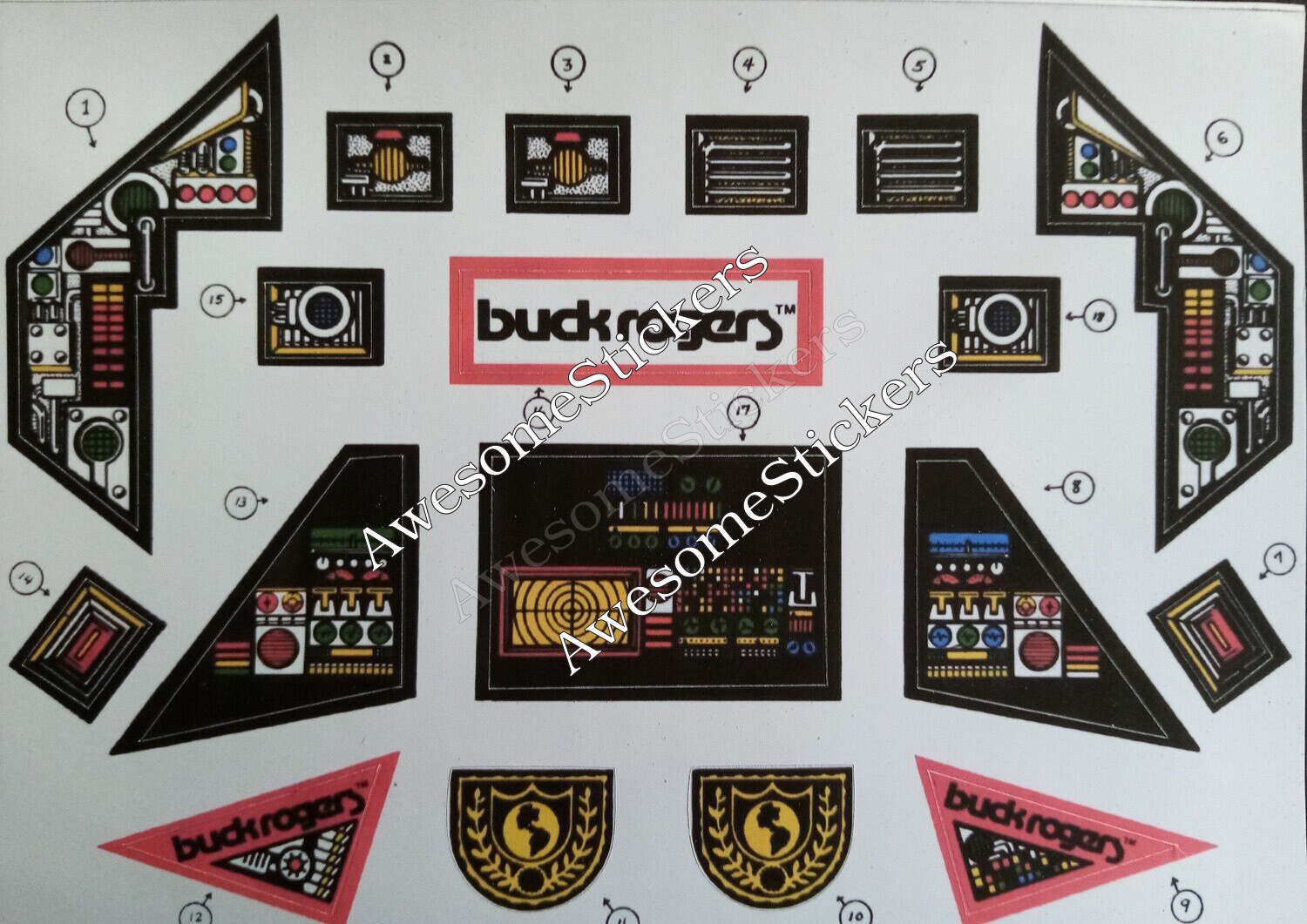 ​Buck Rogers Laserscope Fighter repro stickers DIE CUT
