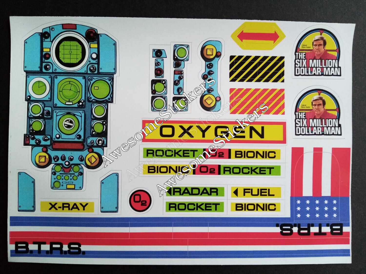 Six Million Dollar Man Bionic Transport and Repair Station custom stickers DIE CUT