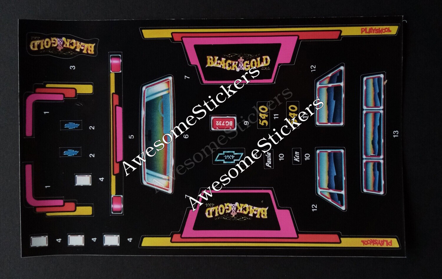 Bigfoot Black &amp; Gold Monster Truck custom repro stickers DIE CUT