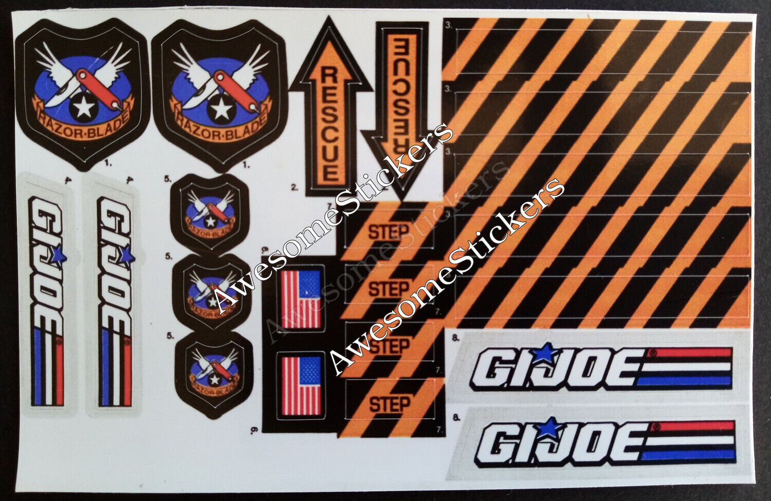 G.I. Joe Razor Blade custom sticker label decal sheet DIE CUT