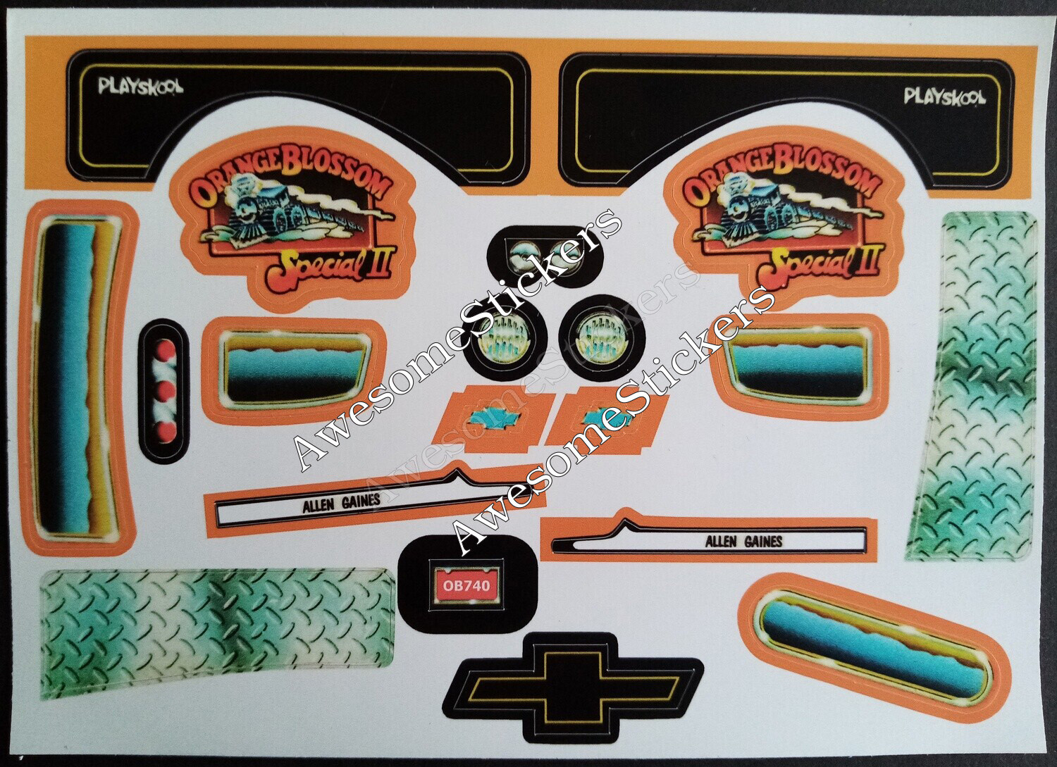 Orange Blossom Special II Monster Truck by Playskool custom stickers DIE CUT