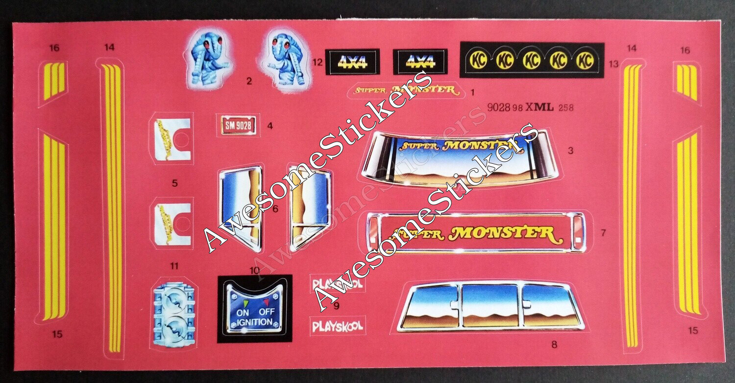 Super Monster Truck custom repro stickers  DIE CUT