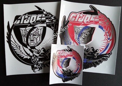 G.I. Joe/Transformers cross over custom stickers DIE CUT 14 x 11.5cm