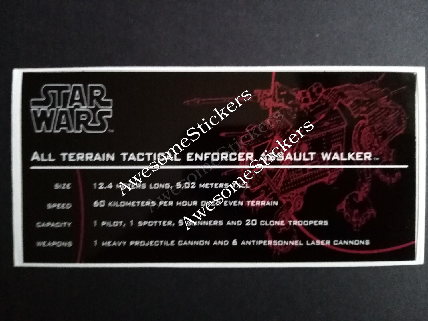 LEGO Star Wars At Te All Terrain Tactical Enforcer Assault Walker UCS custom repro sticker At-Te DIE CUT