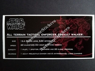 LEGO Star Wars At Te All Terrain Tactical Enforcer Assault Walker UCS custom repro sticker At-Te DIE CUT