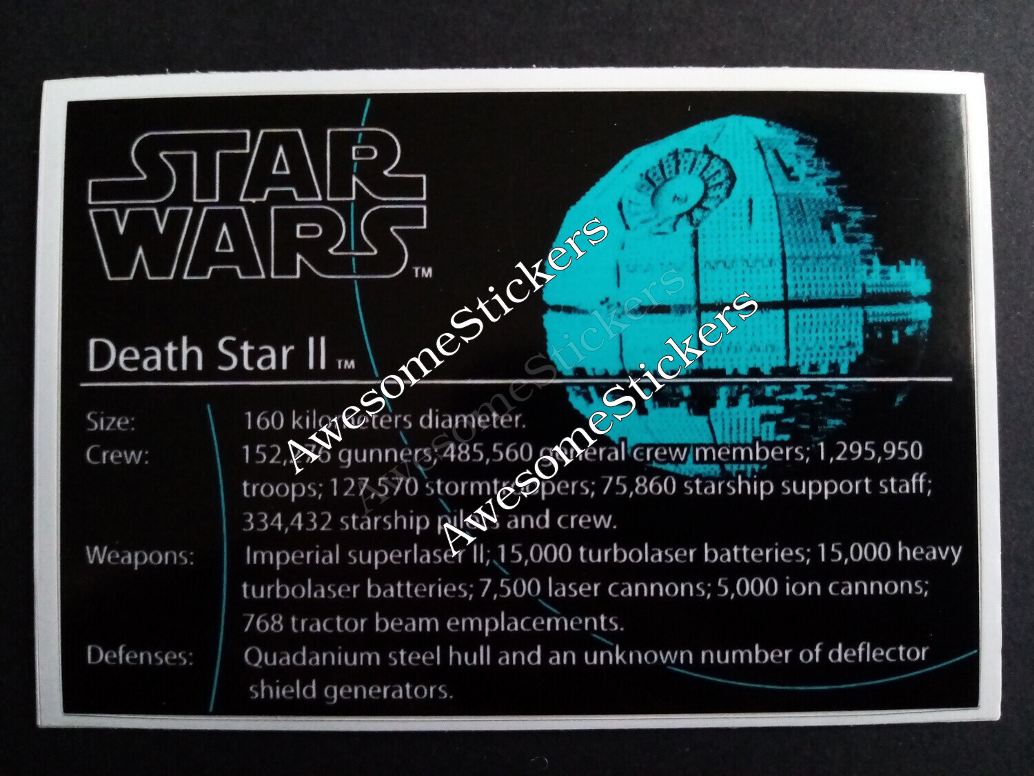 LEGO Star Wars Death Star II UCS custom  repro sticker DIE CUT