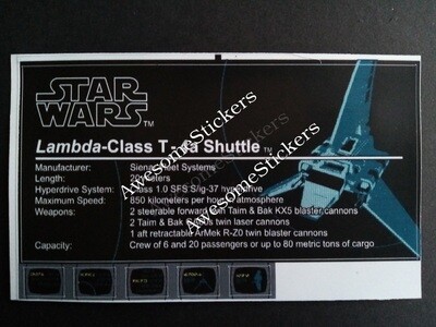 LEGO Star Wars Shuttle custom repro sticker DIE CUT
