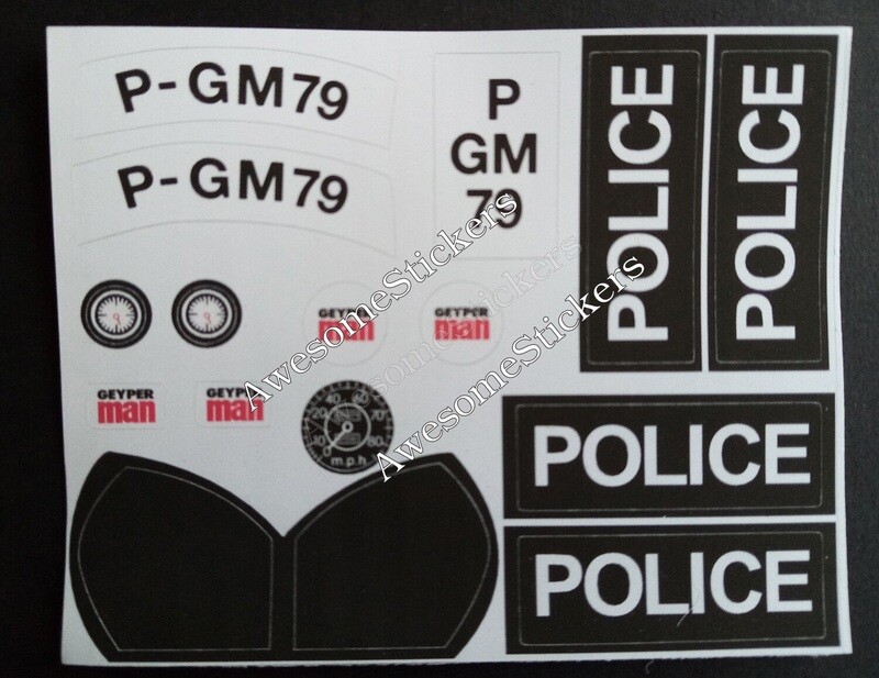 Geyper Man Police motorcycle custom replacement sticker sheet DIE CUT