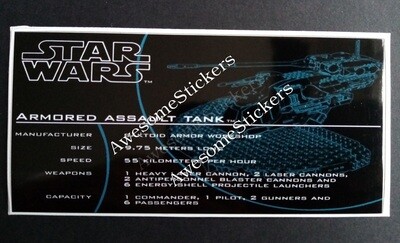 LEGO Star Wars AAT Armored Assault Tank UCS custom  repro sticker DIE CUT