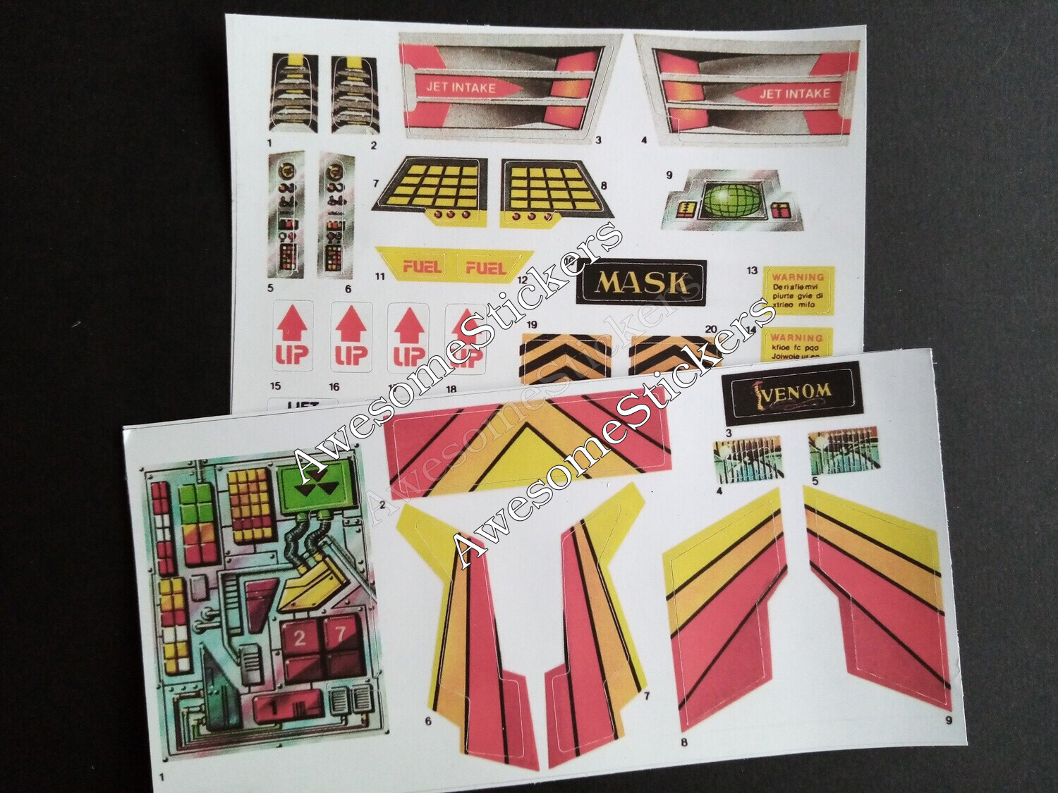 M.A.S.K. Laser Command Hornet Ratfang MASK custom repro stickers DIE CUT