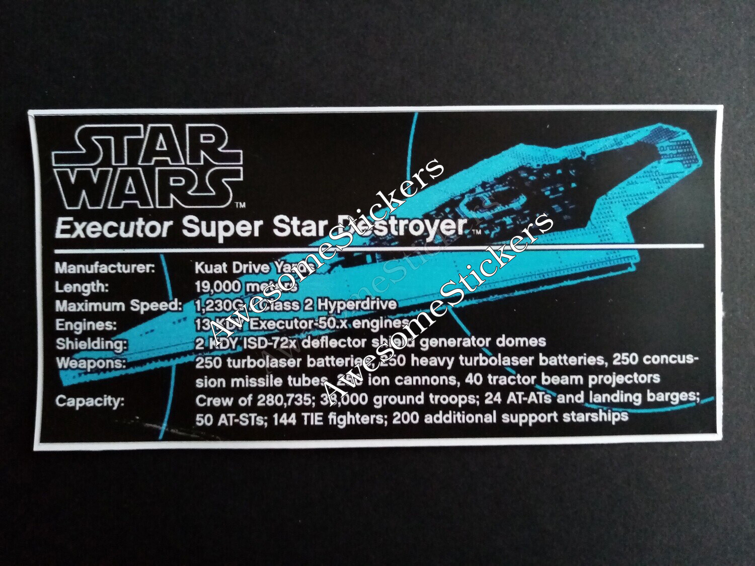LEGO Star Wars Executor Super Star Destroyer UCS custom repro sticker DIE CUT