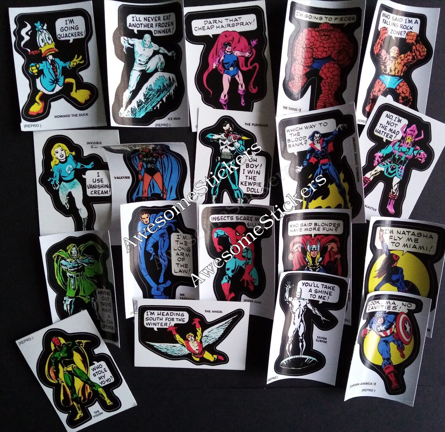 Topps x 19 custom repro stickers DIE CUT