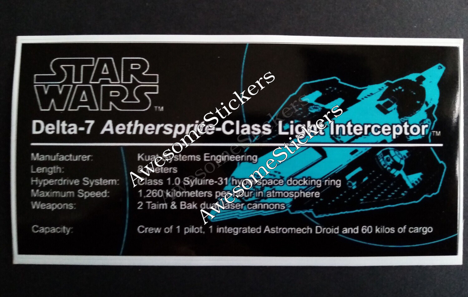LEGO Star Wars Delta-7 light Interceptor UCS custom  repro sticker DIE CUT