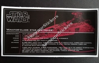 LEGO Star Wars Venator-Class Star Destroyer UCS custom repro sticker DIE CUT