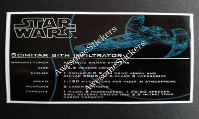 LEGO Star Wars Scimitar Sith Infiltrator UCS custom  repro sticker DIE CUT