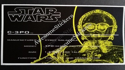 LEGO Star Wars C-3PO UCS custom repro sticker DIE CUT