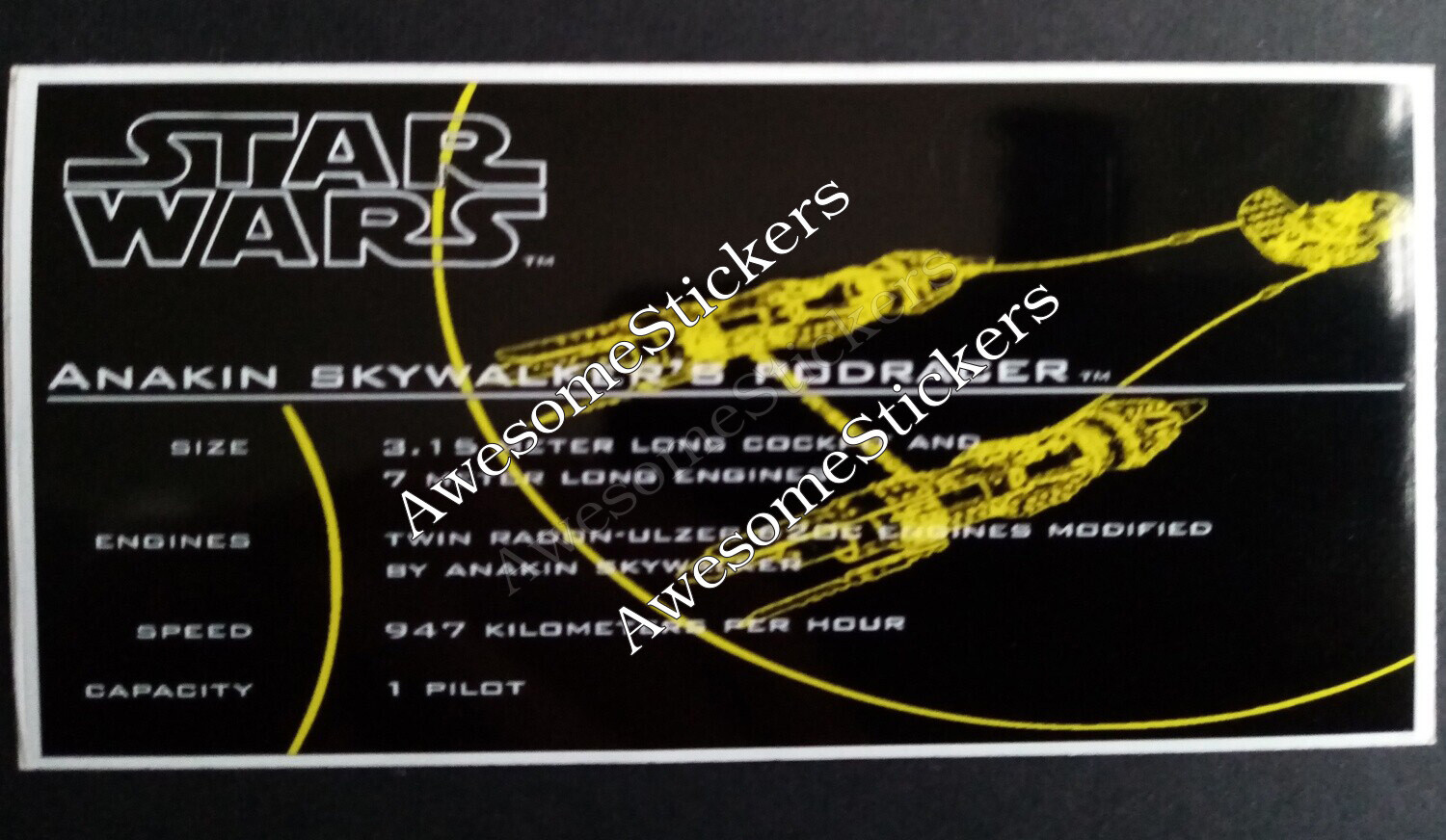 LEGO Star Wars Anakin Skywalker&#39;s Podracer UCS custom  repro sticker DIE CUT